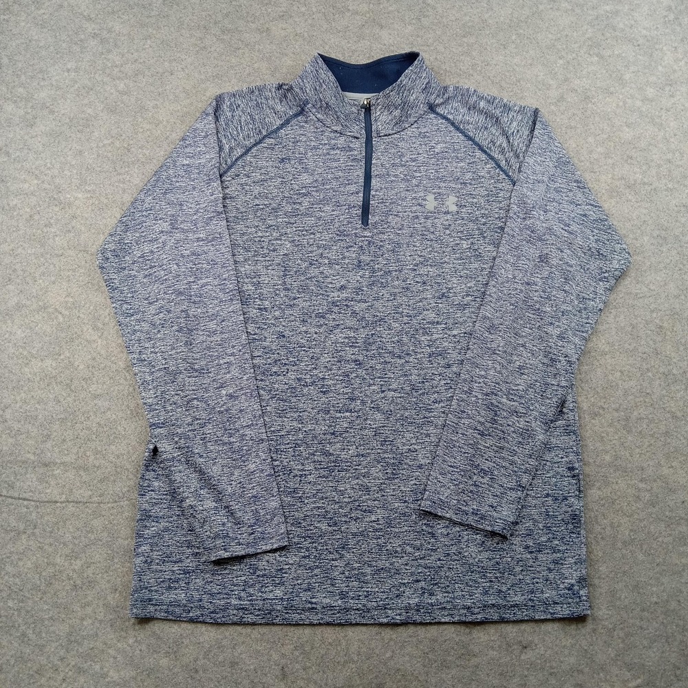 Under Armour Pullover Mens Small Blue HeatGear 1/4 Zip Long Sleeve Athletic Top